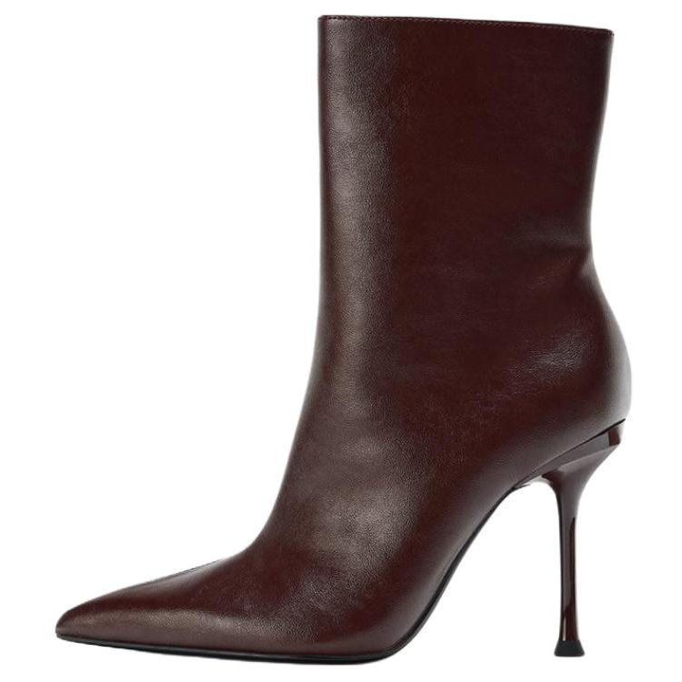 ZARA Pu Ankle Boots 8cm Women's Brown