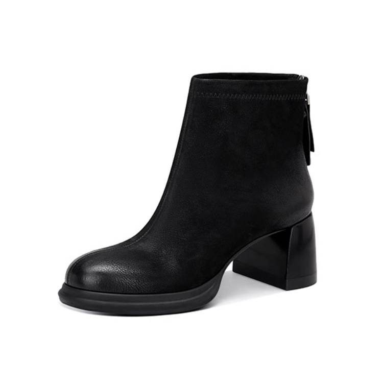 JESSICA SOPHIA Top Grain Cow Leather Ankle Boots 6CM Women's