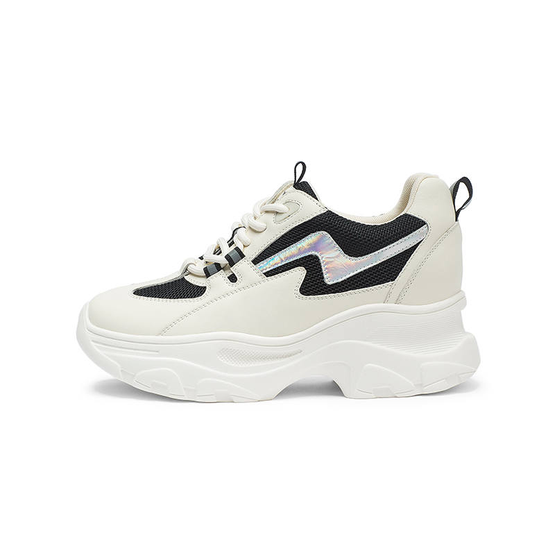 Coup De Foudre Textile, Cow Leather Low top Chunky Sneakers Women's