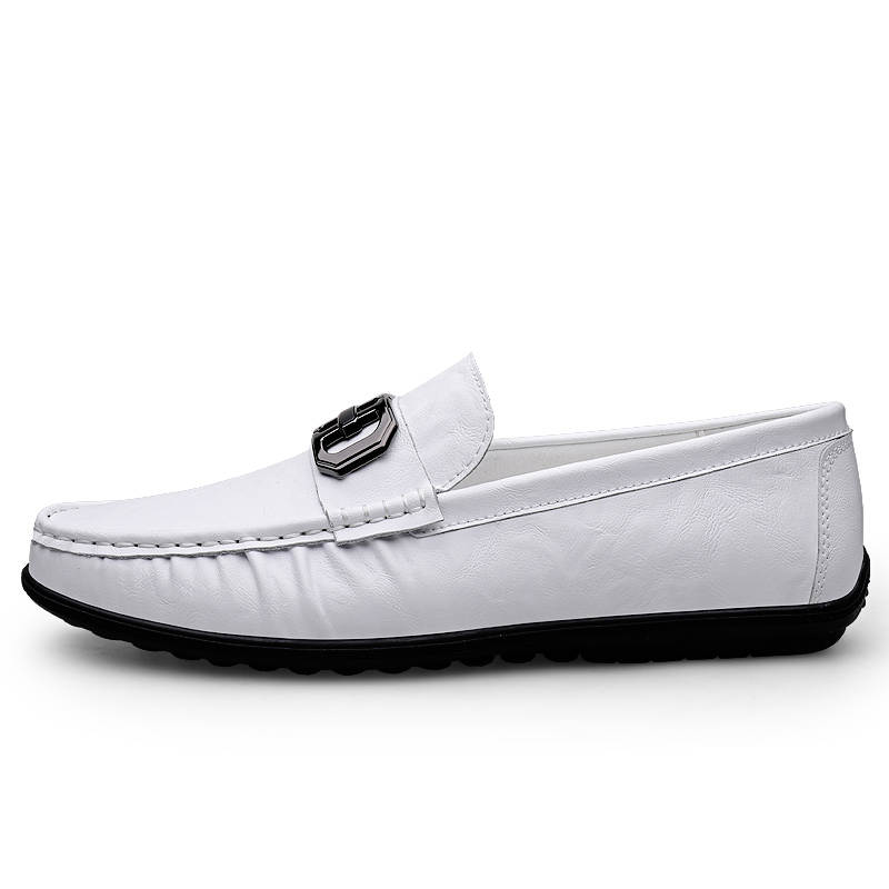 YINGLUNQISHI Top Grain Cow Leather Casual Shoes Men's White