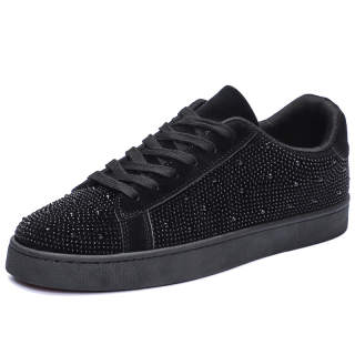 Kalinsd Microfiber Leather Low top Skateboard Shoes Men's Black
