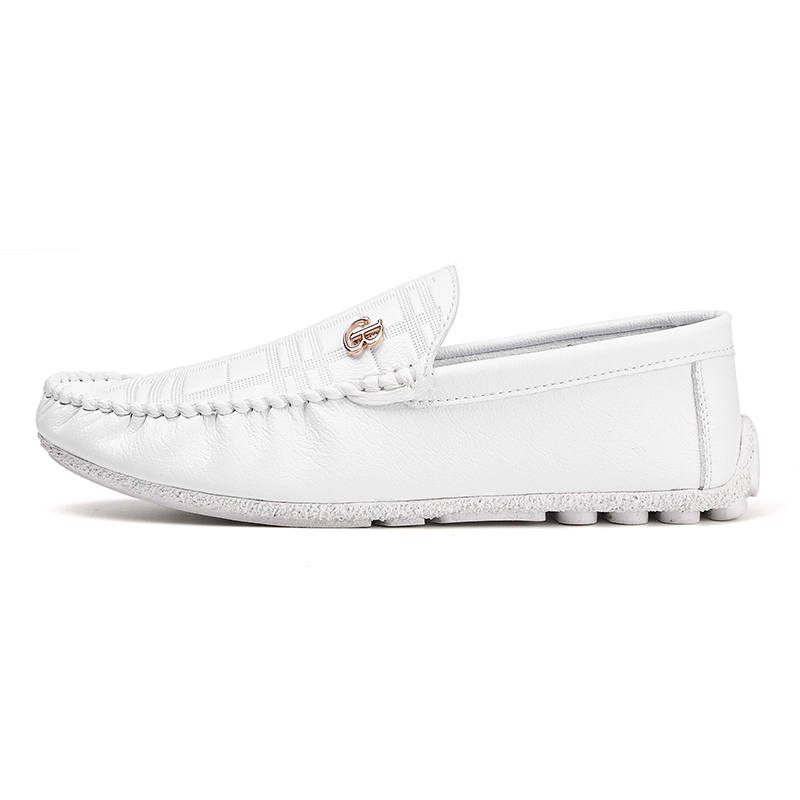 YINGLUNQISHI Cow Split Leather Casual Shoes Men's White