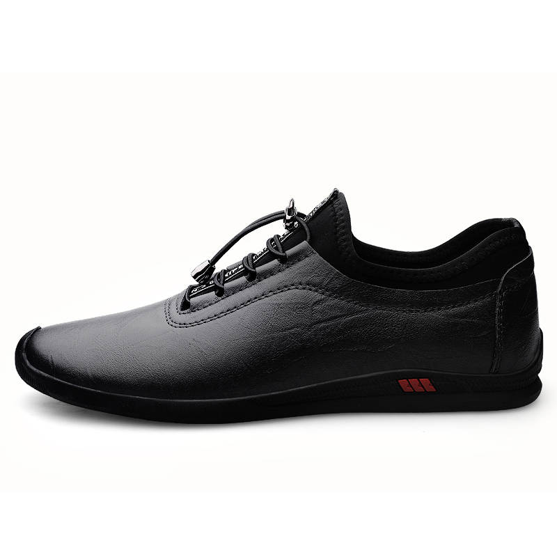 DAOTUSEN Casual Leather Shoes Men's Low Top Black Blue Gray