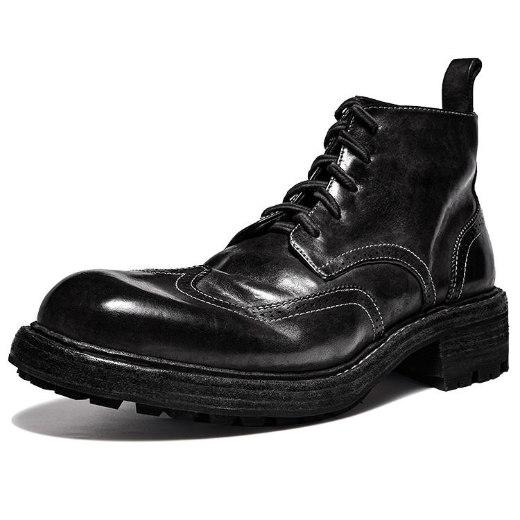 Dreambox Vibram X Dreambo Horse Leather Short Combat Boots Men's
