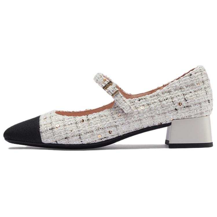 Le Saunda Fabric Chunky Heel Mary Jane Shoes 3.5cm Women's