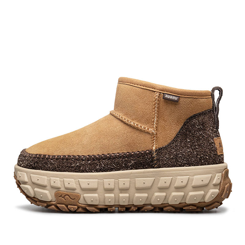 AU&MU Thermal Abrasion Resistant Thermal Abrasion Resistant Comfortable Fashion Versatile Fleece Lined Short Snow Boots