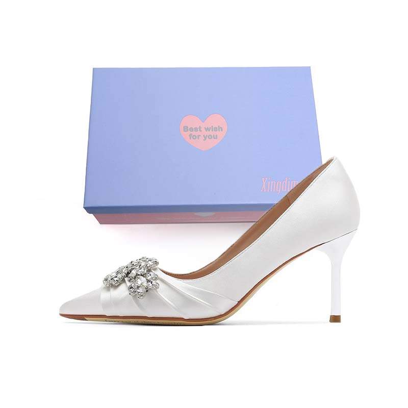 Xingdiman Pu Slim Heel High Heels Women's White Gift Box Set