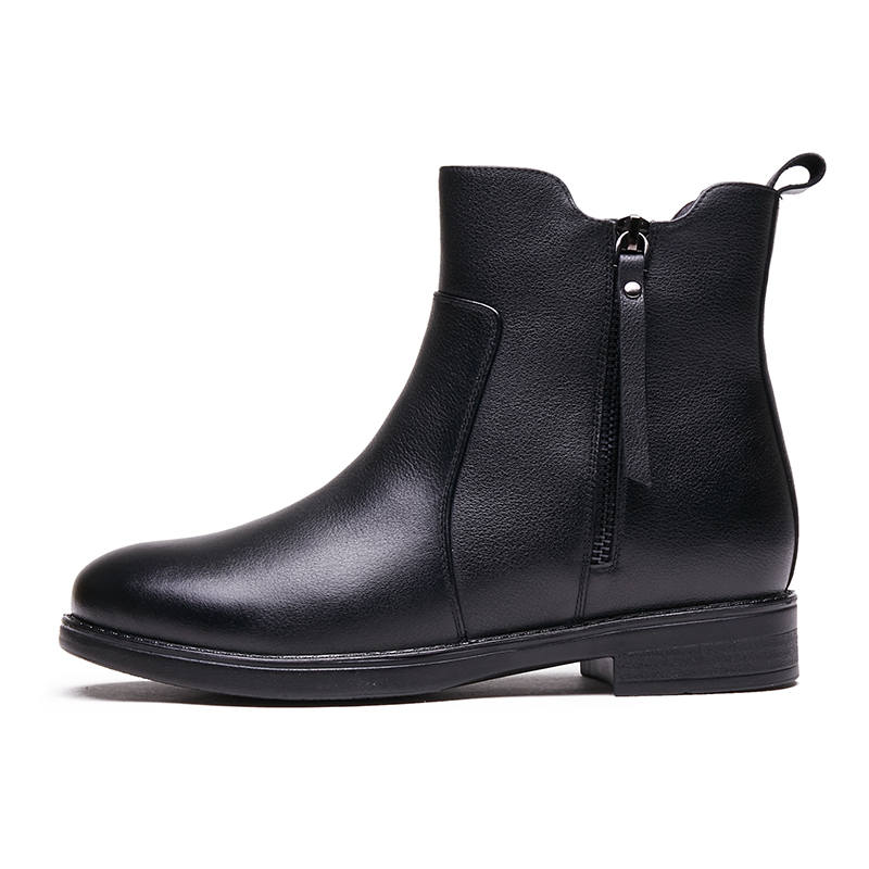AOKANG Cow Leather Short Combat Boots Women's