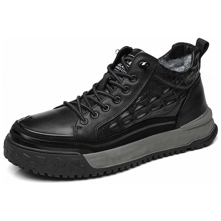 NIANZOUSUO Round Tip Lace Up, Platform Height Increasing, Fleece Lined Thermal Cushioning Thermal High top Casual Shoes