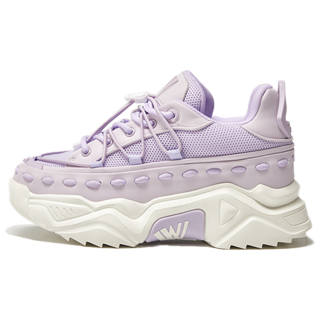 VWL Synthetic Leather Slip Resistant Mid top Chunky Sneakers Women's Light Purple
