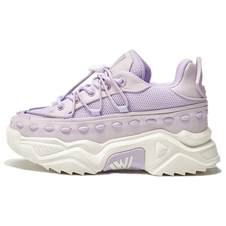 VWL Synthetic Leather Slip Resistant Mid top Chunky Sneakers Women's Light Purple