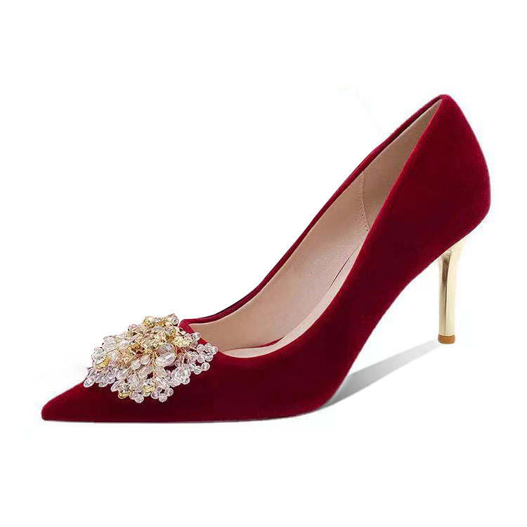 LUNNIFEIYA Pu Slim Heel High Heels Women's Burgundy