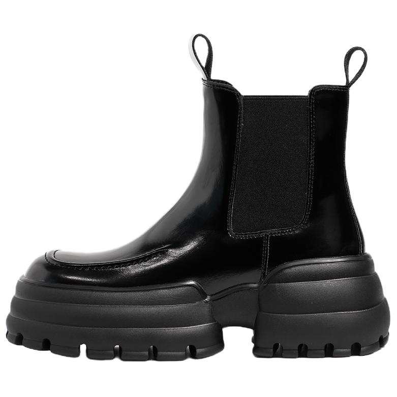 MIS. DANNY Microfiber Leather Short Chelsea Boots Women's Black