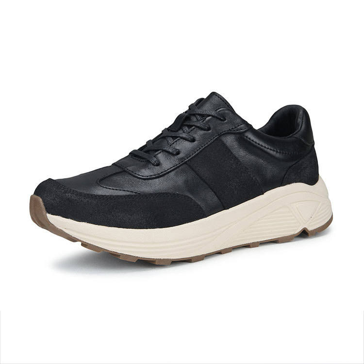 SENJIALUO Top Grain Cow Leather Breathable Support Lightweight Low top Casual Shoes Men's