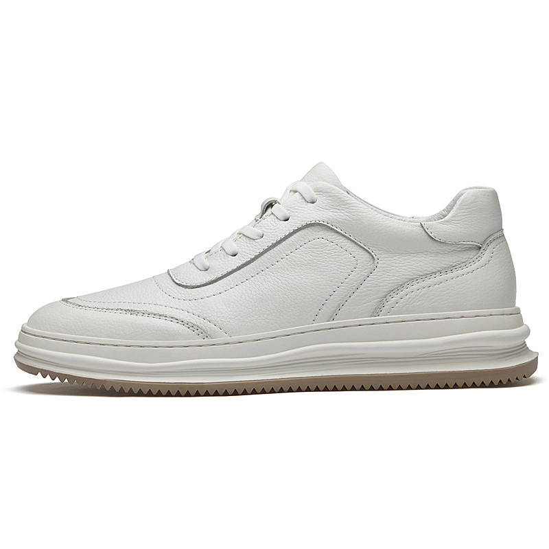 YINGLUNQISHI Top Grain Cow Leather Low top Casual Shoes Men's White