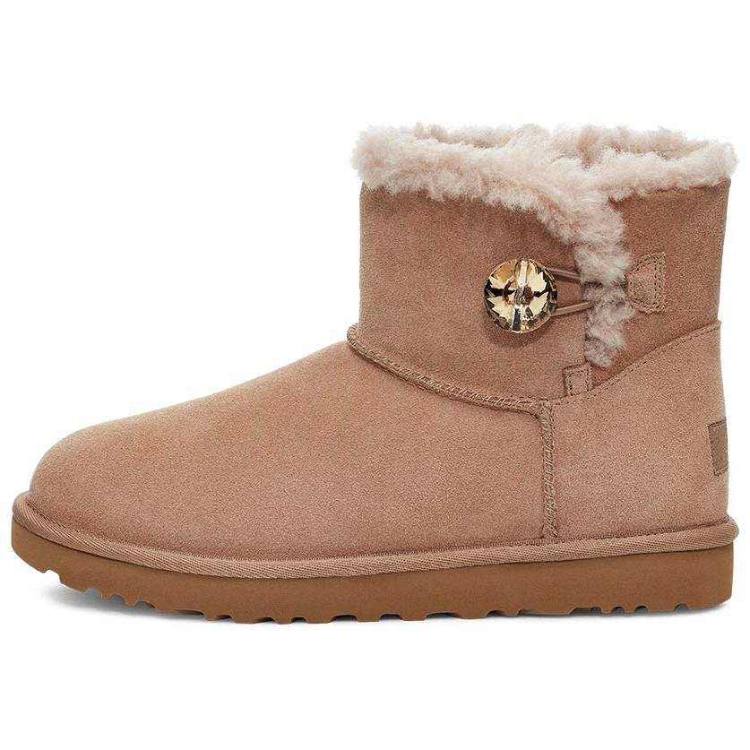 UGG UGG Bailey Mini Button Gold Bling Thermal Comfortable Short Snow Boots Women's Chestnut