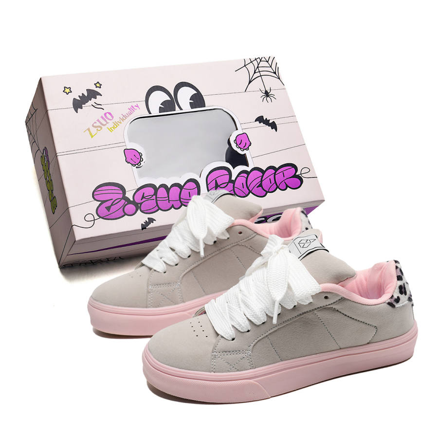 Z.SUO Suede Low top Skateboard Shoes Unisex Mismatched