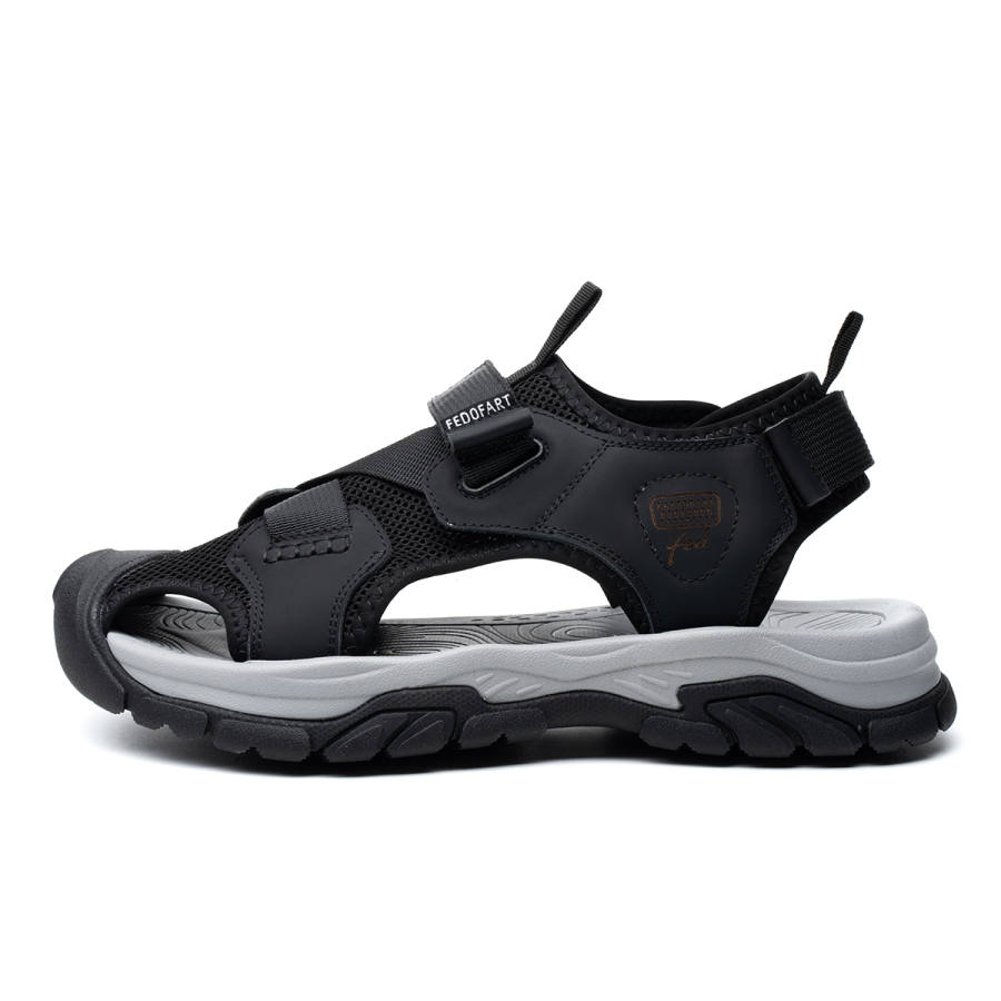 FED Top Grain Cow Leather Slip Resistant Impact Resistant Cushioning Rebound River Trekking Shoes Men's Black
