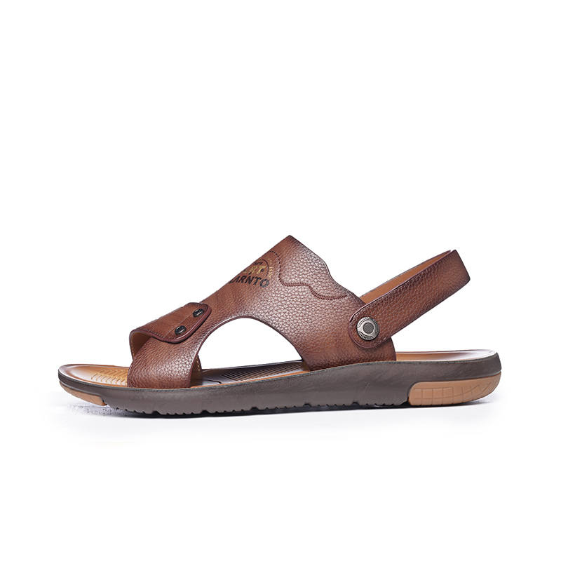 LAORENTOU Top Grain Cow Leather Beach Sandals Men's