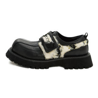 OCCHIOMANO Spot Dog Top Grain Cow Leather Loafers Unisex Black