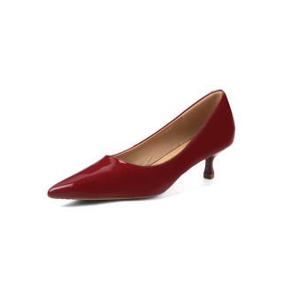 PWPJ Top Grain Cow Leather Slim Heel High Heels 4cm Women's