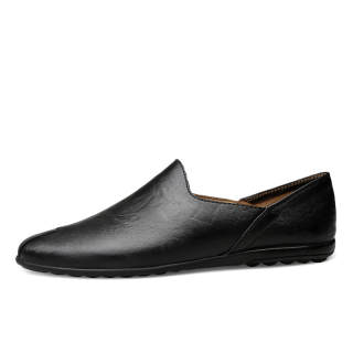 YINGLUNQISHI Top Grain Cow Leather Casual Shoes Men's Black