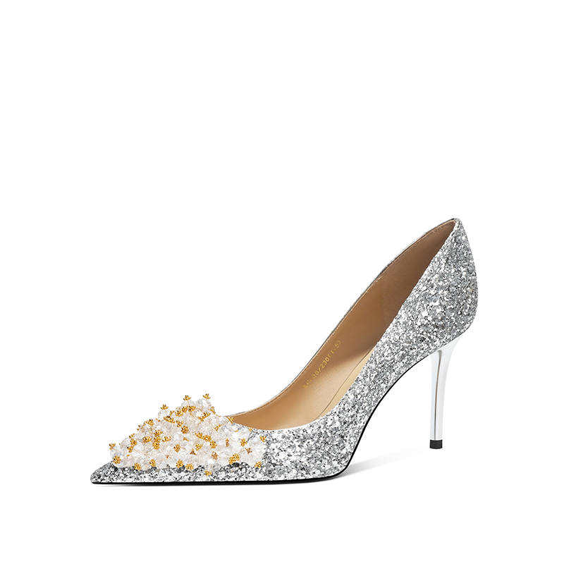 Zubumei Leather Slim Heel High Heels Women's