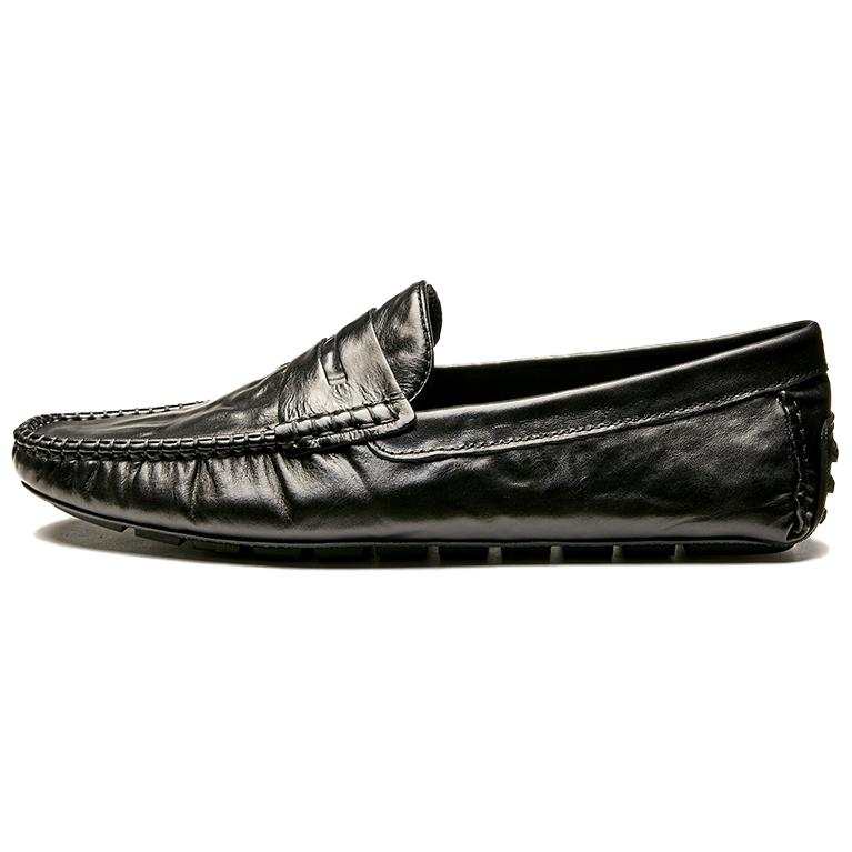 Brounvanm Top Grain Cow Leather Gommino Loafers Men's Black