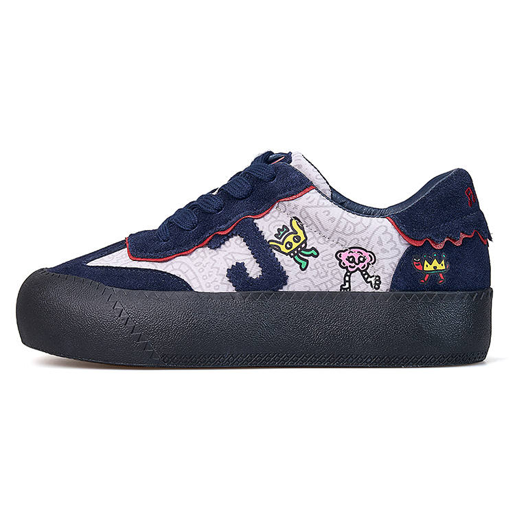 Joy&Mario Cow Split Leather Height Increasing Low top Skateboard Shoes Women's