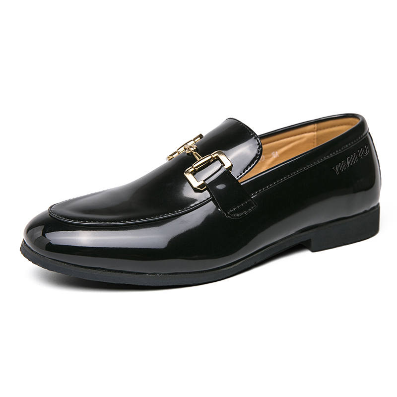 YIMINU Casual Leather Shoes Men's Low Top Black
