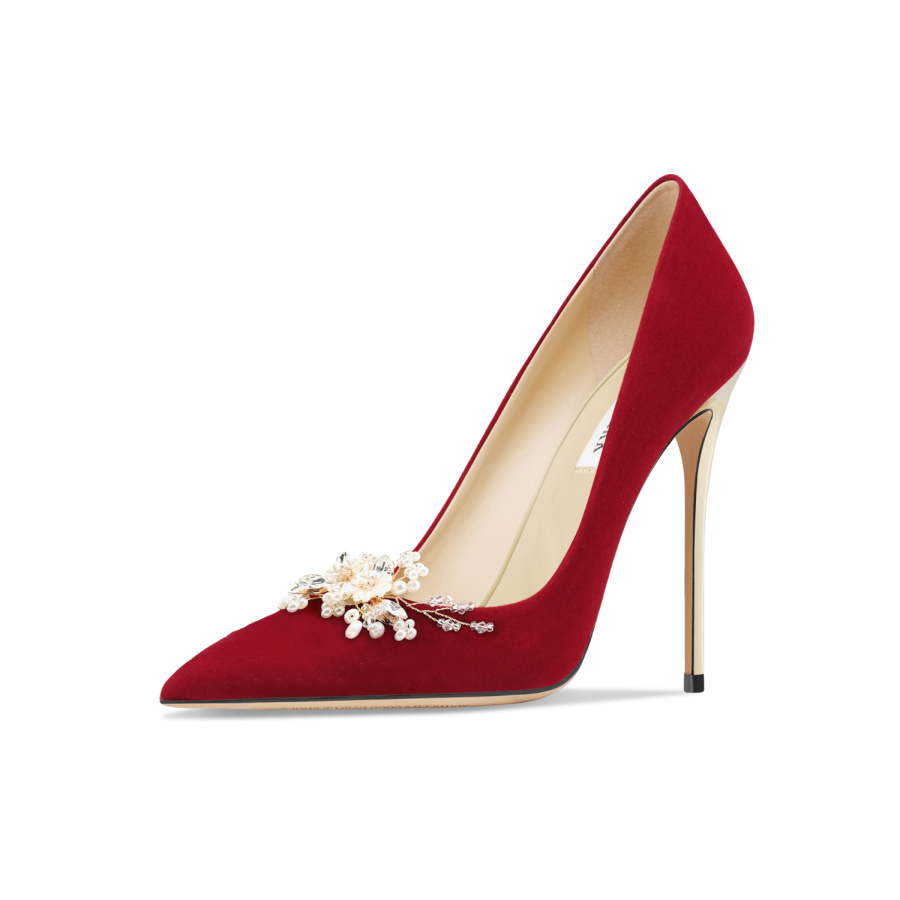 Suyymakk Suede Fashion Trend Slim Heel High Heels Women's Red