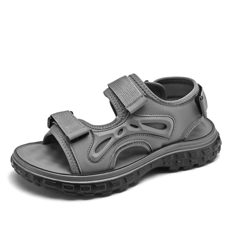 SHOUBA Beach Sandals Men's Gray/Khaki/Black