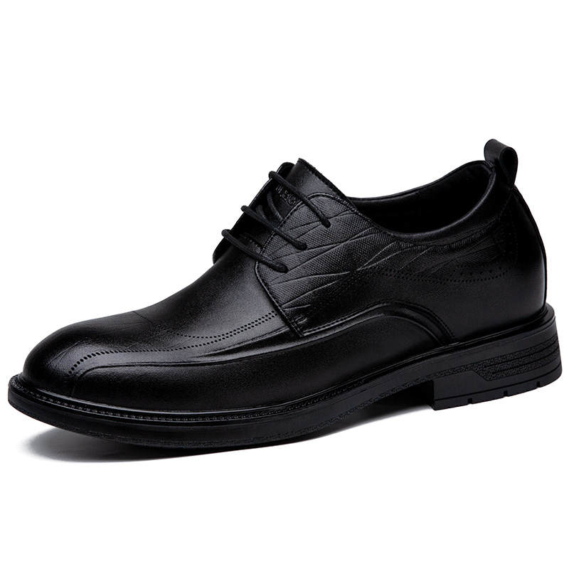 SULEGAO Cow Split Leather Dress Shoes Men's Black
