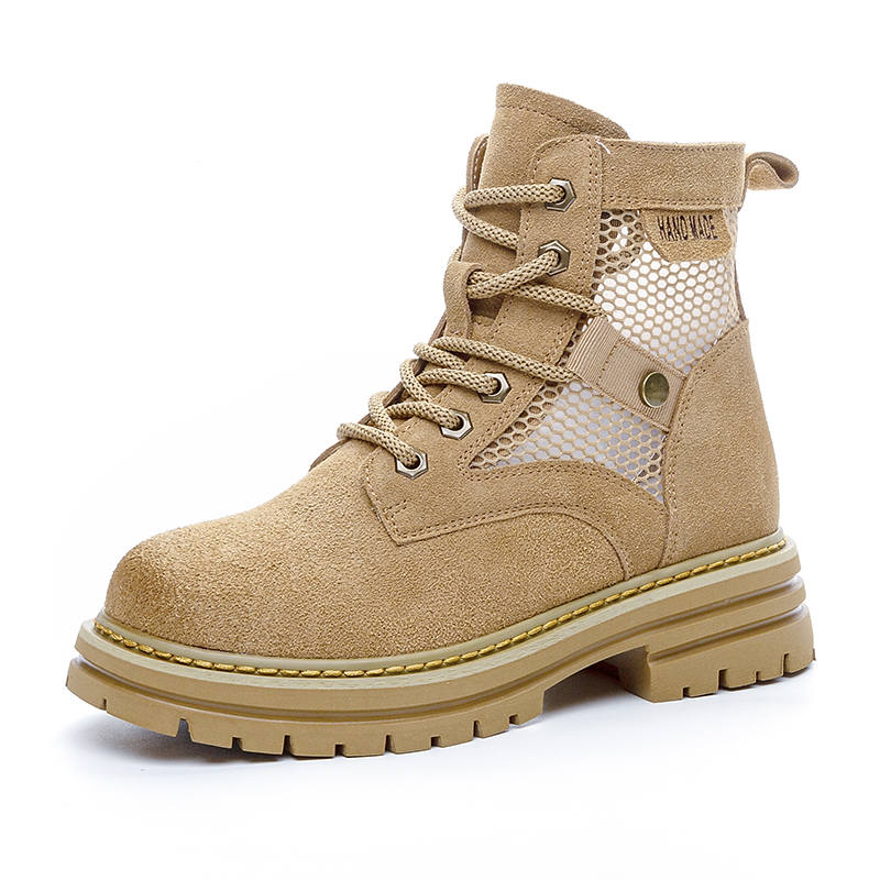GIGIRYO Cow Suede Short Combat Boots 7.5cm Women's