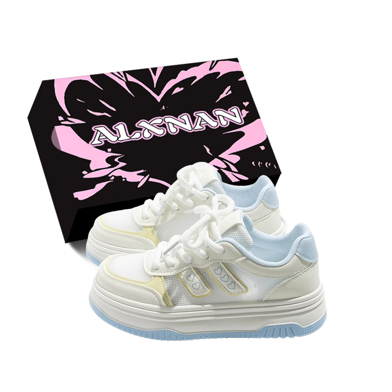 Alxnan Low top Skateboard Shoes Women's Beige Blue