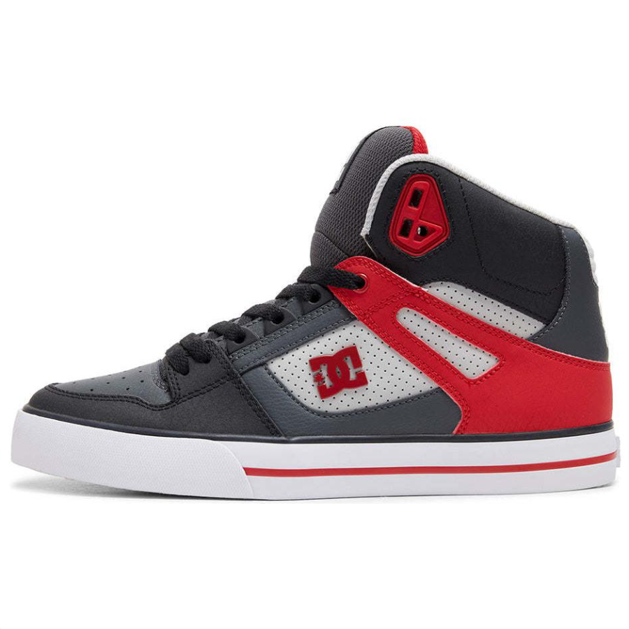 DCSHOES DC Shoes Leather High top Skateboard Shoes Men's Gray Red