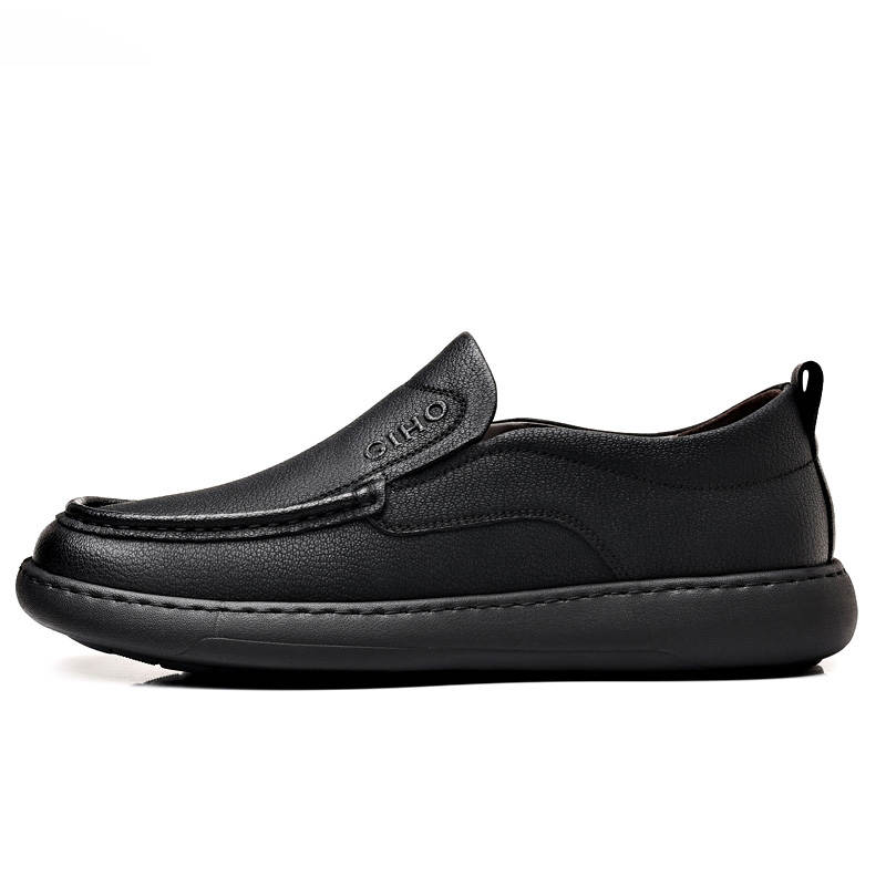 GIHO Casual Leather Shoes Men's Low Top Black/Yellow
