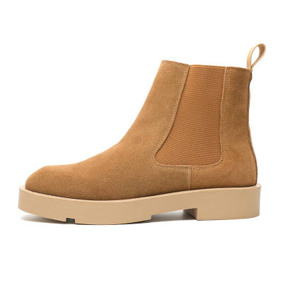 PLO CART Cow Suede Short Chelsea Boots Men's Yellow