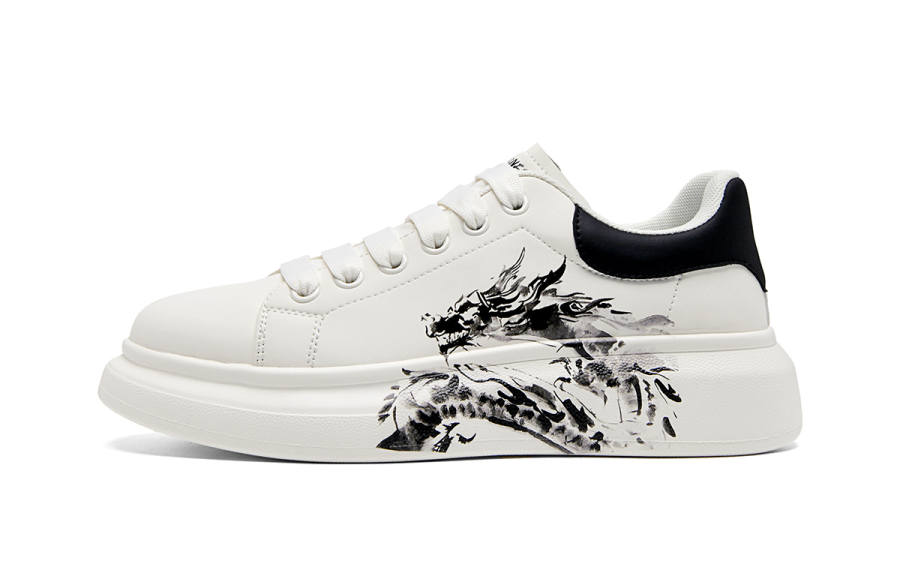 HLA Chinese Dragon Collection Synthetic Leather Low top Skateboard Shoes Men's