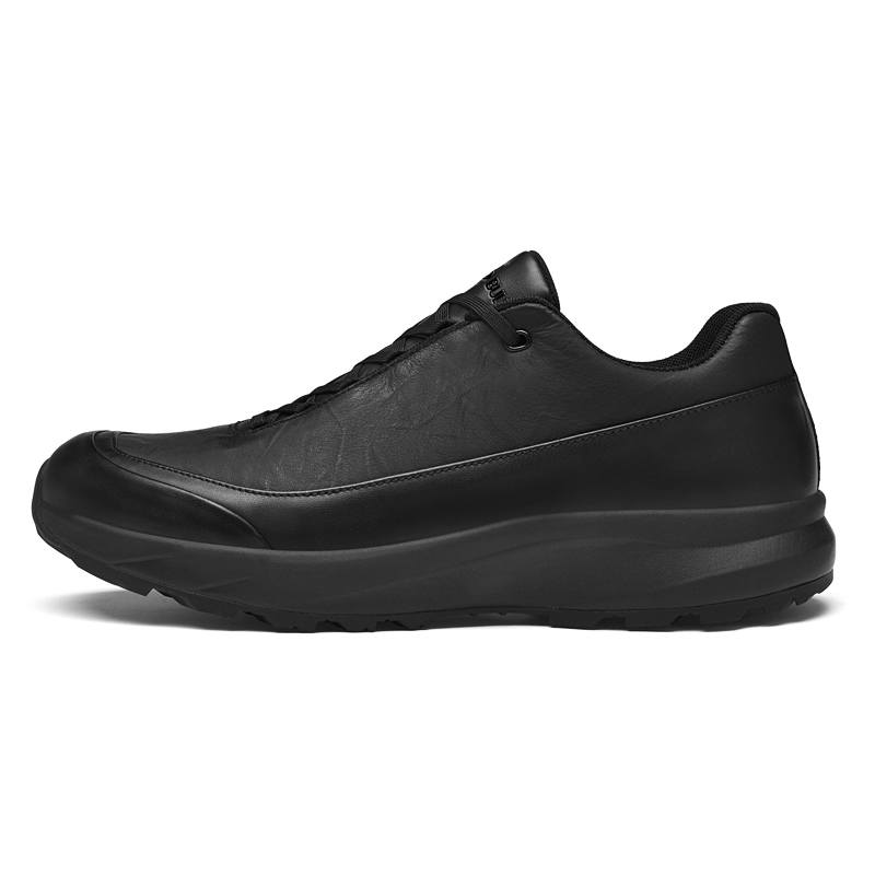 XIMO BULL Top Grain Cow Leather Low top Casual Shoes Men's Black