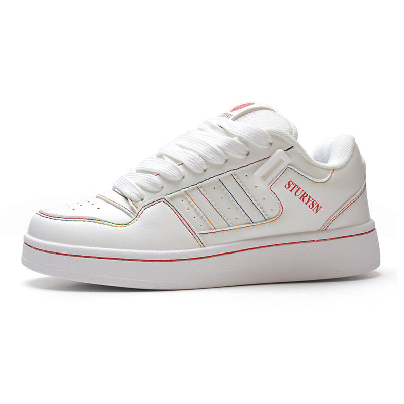 STUR YSN Wear resistant And Lightweight Low top Skateboard Shoes Unisex White Rainbow