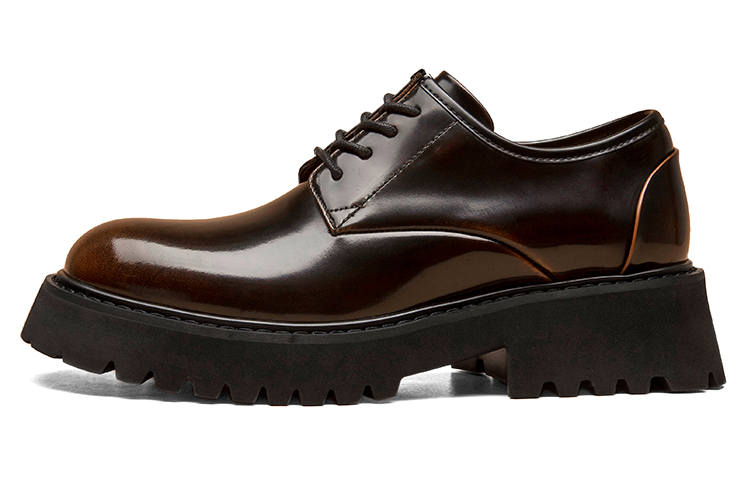 Beau Today Rub Colored Cowhide Casual Shoes Men's Brown Yellow
