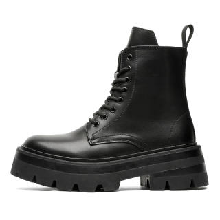 CHILANG Microfiber Leather Short Combat Boots Men's Black