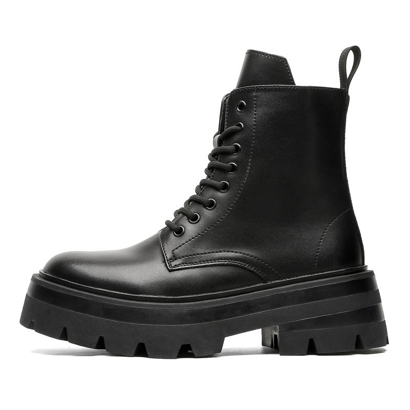 CHILANG CHILANG Microfiber Leather Short Combat Boots Men's Black