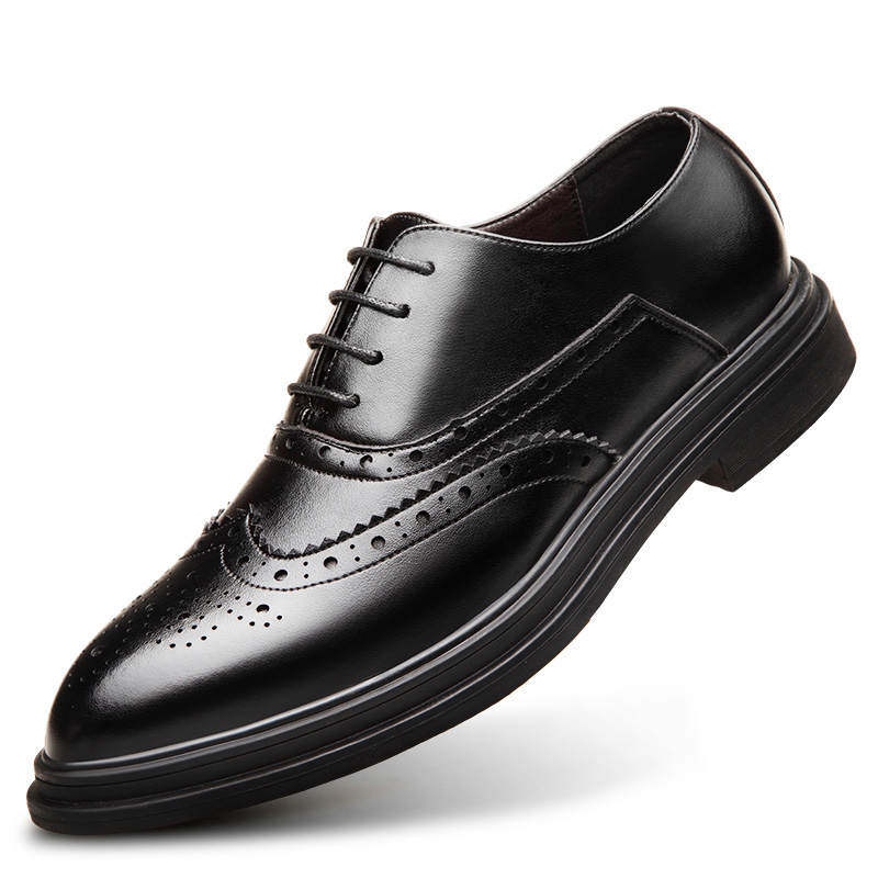 BATUTENG Casual Leather Shoes Men's Low Top Black