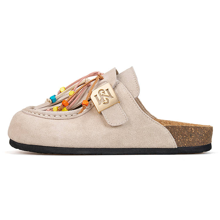 Joy&Mario Rubber Sole Embroidery Slip Resistant Closed Toe Slippers Women's