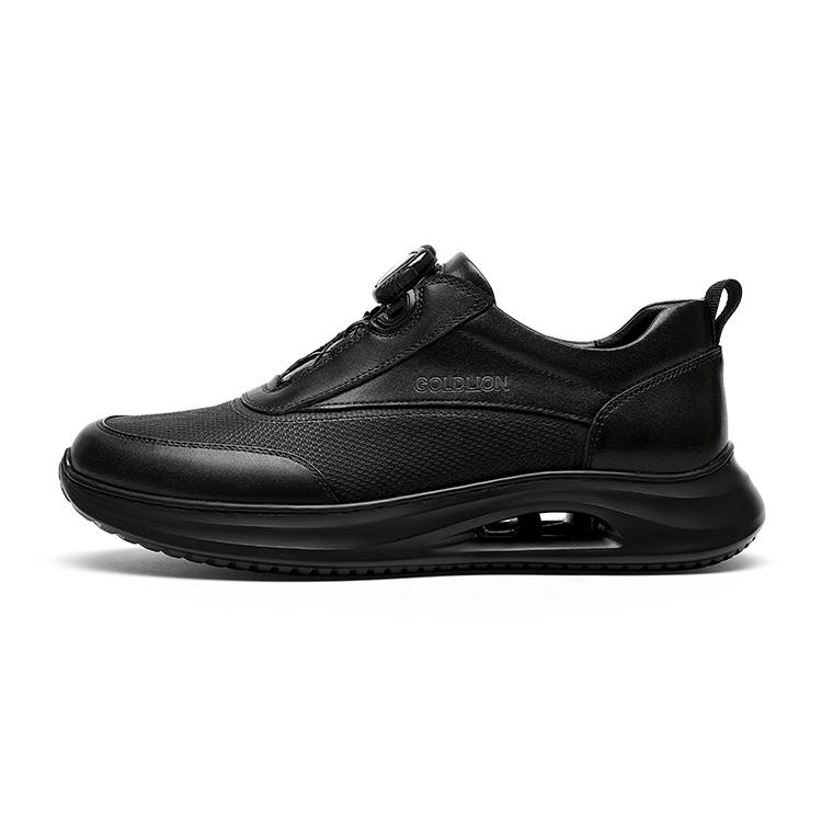 GOLDLION Top Grain Cow Leather Low top Casual Shoes Men's Black