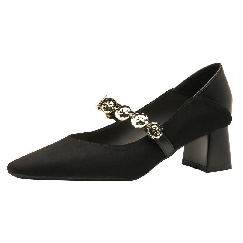 DUNNU Leather Block Heel High Heels Women's