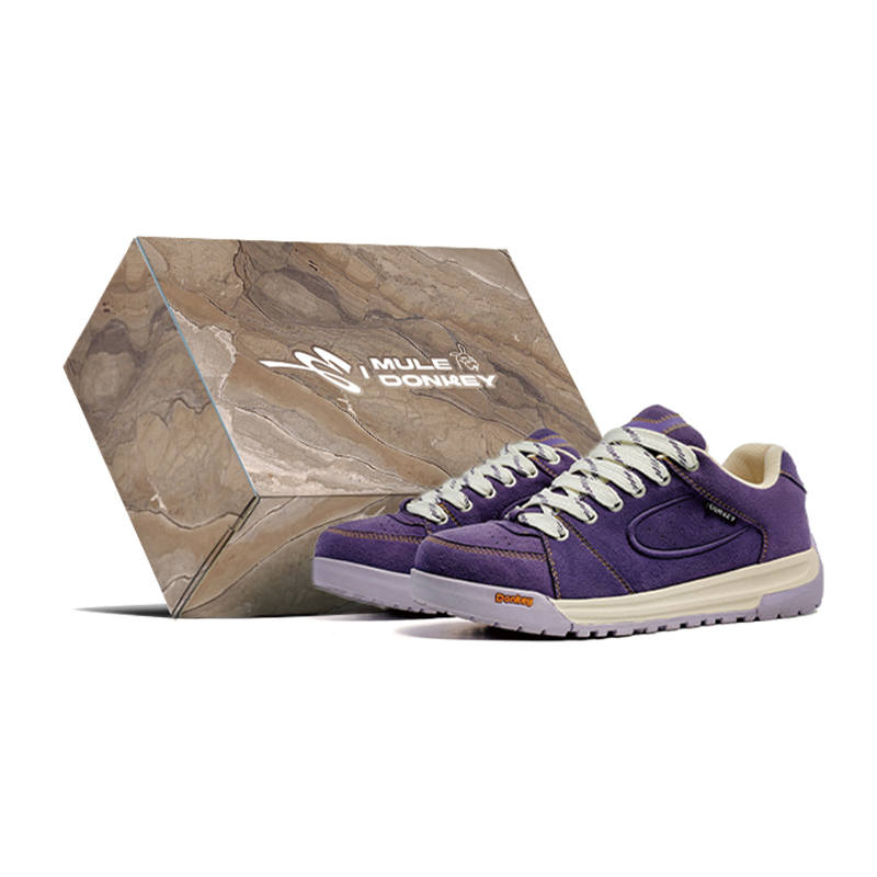Mule Donkey Bread Collection Microfiber Leather Breathable Low top Stylish Skateboarding Shoes Unisex Taro Purple Box