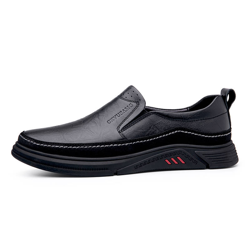 CKVUSAMG Top Grain Cow Leather Casual Shoes Men's Black
